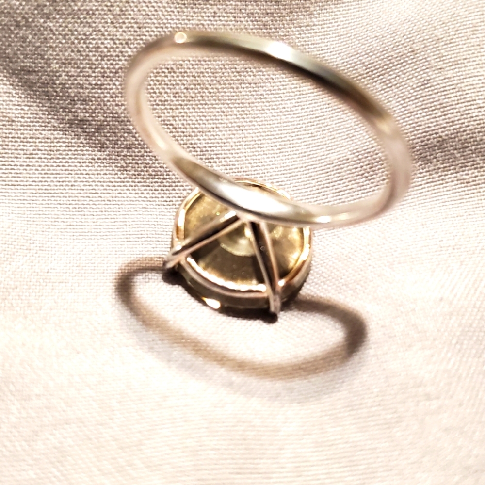Swarovski Bespoke Flower Golden Shadow Crystal Solitaire Ring in 925 Sterl Silv - Picture 9 of 11